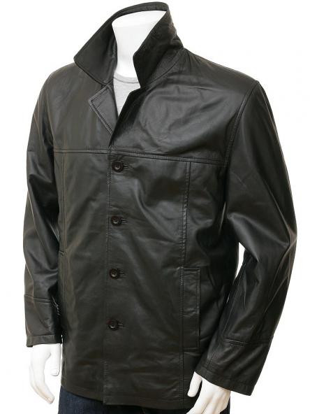 Leather on sale reefer jacket